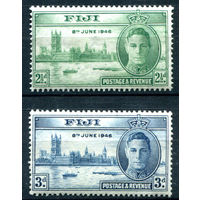 Британские колонии - Фиджи - 1946г. - Годовщина Победы во Второй Мировой войне, король Георг VI, здание парламента в Лондоне - 2 марки - полная серия, MNH, MH [Mi 112-113]. #2-Bc-48-A-1