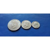 Сборка 1 доллар,50 центов и 25 центов 1976 год США "200 лет Независимости" (Состояние на фото)