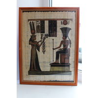 Папирус Египетский в раме. Настенный. Клеопатра и Нут