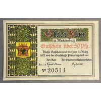Нотгельд 50 пфеннигов 1922 год. Плау. Веймарская республика.