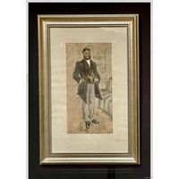 Кубарев В.Г. "Кавалер", акварель 40х61см. с рамой и паспарту.