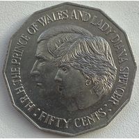 Австралия 50 центов 1981 г. Свадьба Принца Чарльза и Леди Дианы