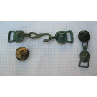 Комплект на ремень подвеса Х.О. Две пряжки с зацепом 2 треньчика, подвес. Бронза литье.