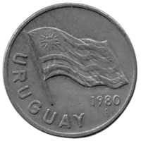Восточная Республика Уругвай. 5 новых песо 1980. Государственный флаг.