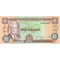 Ямайка 5 долларов образца 1991 года UNC p70d серия ВХ