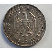 1936 год  5 марок  Германия    серебро