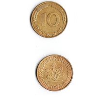 10 пфеннигов Германия 1990 года(J)