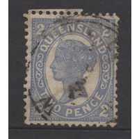 1907 Квинсленд / QueensLand ** Queen Victoria, 2 пенса, марка из серии (SG 290) прошла почту