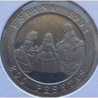 Испания 200 песет 1994 г. Мастера испанской живописи. Веласкес и Гойя. В холдере