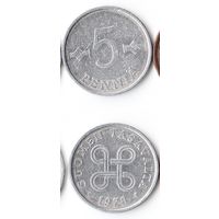 5 пенни Финляндия 1978 года