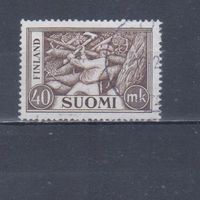 [1740] Финляндия 1952. Лесоруб. Гашеная марка.