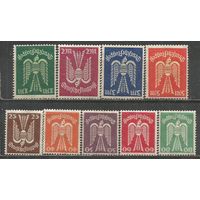 Рейх(Веймарская Республика). Авиа. Лесные голуби. 1922г. Mi#210-18. Серия.