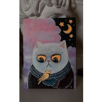 Картина Котик на холсте. 18х24 см