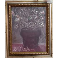 Акулов В.И. "Цветы",1998 г. ДВП, масло. Размер 36,5х45см.