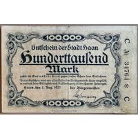 Германия 100000 марок 1923 г Хаан (Haan), 2031а, В7, серия "С" не частая