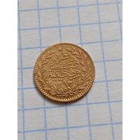 25 куруш 1890 года. Константинополь. Абдул-Хамид 2. Au 0,917.