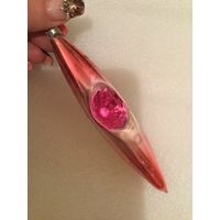 Ёлочная игрушка розовое Настроение, стекло. СССР