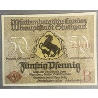 Нотгельд , 50 пфеннигов, Штутгарт 1920 год Веймарская республика