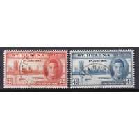 66.BrKS. Великобритания. Колонии. Остров Святой Елены. Победа во Второй Мировой Войне. Георг VI. 1946 г. Полная серия. Mi.##111-112.