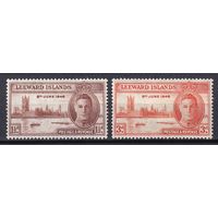 117.BrKS. Великобритания. Колонии. Подветренные острова. Победа во Второй Мировой Войне. Георг VI. 1946 г. Полная серия. Mi.##106-107.