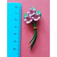 Распродажа украшений из бабушкиной шкатулки. Металлическая брошка. Цветы. С рубля. Без минимальной цены