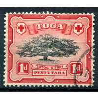 Британский протекторат - Королевство Тонга - 1942/49г. - ландшафты, 1 P - 1 марка - гашёная [Mi 74]. #4-B5-130-A-1