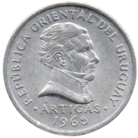 Восточная Республика Уругвай. 20 сентесимо 1965. Хосе Хервасио Артигас