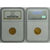 2,5 доллара 1928 г. Голова индейца. США. NGC MS 63!! Золото. КМ# 128