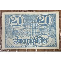 Нотгельд Австрия Линц 20 геллеров 1920 год