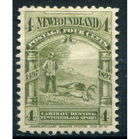 Британские колонии - Ньюфаундленд - 1897г. - охота на карибу, 400 лет открытия острова Ньюфаундленд Джоном Кэботом, 4 с - 1 марка - MH [Mi 47]. #3-WB-72-A-1