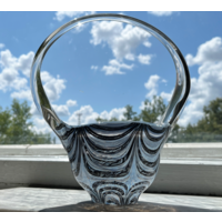 Ваза конфетница цветное стекло Федорков Неман крупная