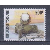 [1184] Того 1996. Культура.Музыка.Инструменты. Высокий номинал. Концовка серии.Гашеная марка.