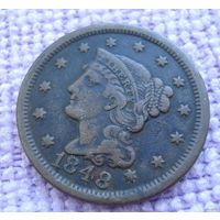 США. 1 цент 1848 г. (Braided Hair Cent).