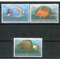Индонезия - 1973г. - морские рыбки - 3 марки - полная серия, MNH с пожелтением клея [Mi 747-749]. #4-W1-Z-1-16