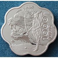 Огаден. 1000 лакаг 2025 год  "Воин и лев"  Unusual  Тираж: 115 шт