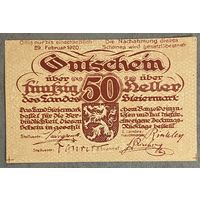 Нотгельд Австрия Штирия , 50 геллеров 1920 год