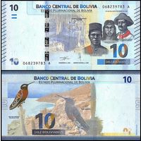 Боливия 10 боливиано образца 2018 года. UNC p248(1)