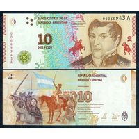 Аргентина 10 песо 2016 год, UNC