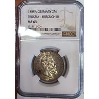 2 марки 1888 ms 63 NGC Фридрих в патине