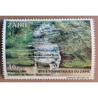 Марка Заир, Конго, туризм водопад "Лестница Венеры" на горе Хойо, 1989 г,