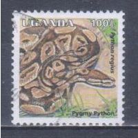[136] Уганда 1995. Фауна.Рептилии.Змеи.Питон. Гашеная марка.
