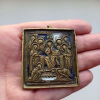 Икона Спас на престоле, 19 век, 2 эмали