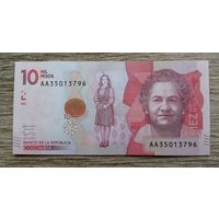 Werty71 Колумбия 10000 песо 2015 UNC банкнота