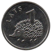 ЛАТВИЙСКАЯ РЕСПУБЛИКА. 1 ЛАТ 2012. ЁЖИК.
