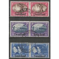 Свазиленд. Окончание 2-й Мировой Войны. Надпечатка на Ю.Африке. 1945г. Mi#38-43. Серия в парах.