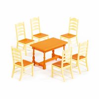 Мебель для кукол: стол и 6 стульев