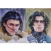 Открытки к к/ф "Дюна" Вильнева Пол (Шаламе) и Чани (Зендея) 2024 чистые