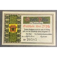 Нотгельд 75 пфеннигов 1922 год. Плау. Веймарская республика