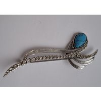 Брошь с вставкой из бирюзы, 60-70-е годы. Клеймо