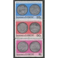 Гренадины Сент-Винсент. 200 лет Гражданской войны в Америке. 1976г. Mi#80-82. Серия.
